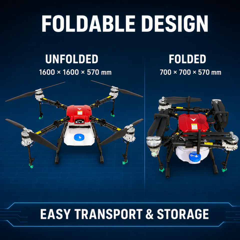 TYI 4 Axis 16L unfolded and folded dimensions