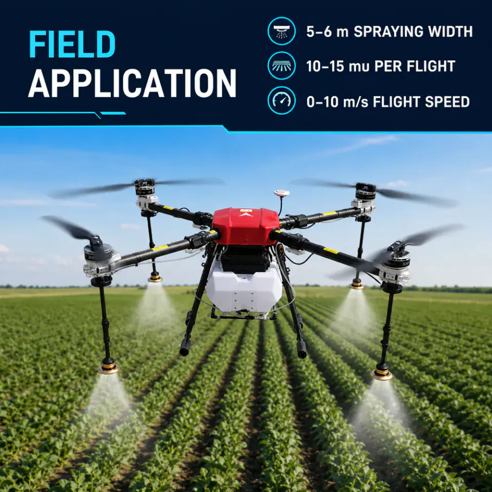 TYI 4 Axis 21L agricultural drone operating over farmland
