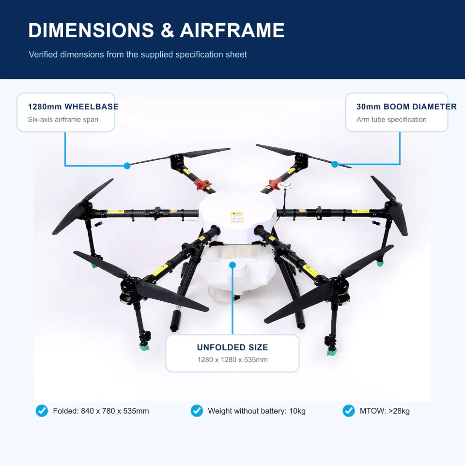 TYI 6 Axis 10L unfolded and folded dimensions